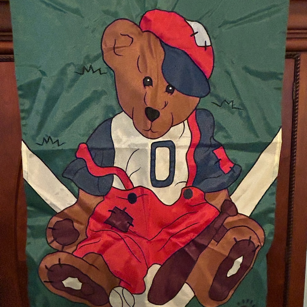 Teddy Bear Baseball House Flag 2 ft by 4 ft